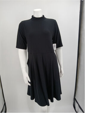 Torrid Super Soft Black Ribbed Mini Dress Mock Neck Short Sleeve Pockets Plus 1X